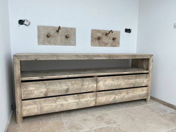 Steigerhouten badkamer meubel Devine met landelijk design