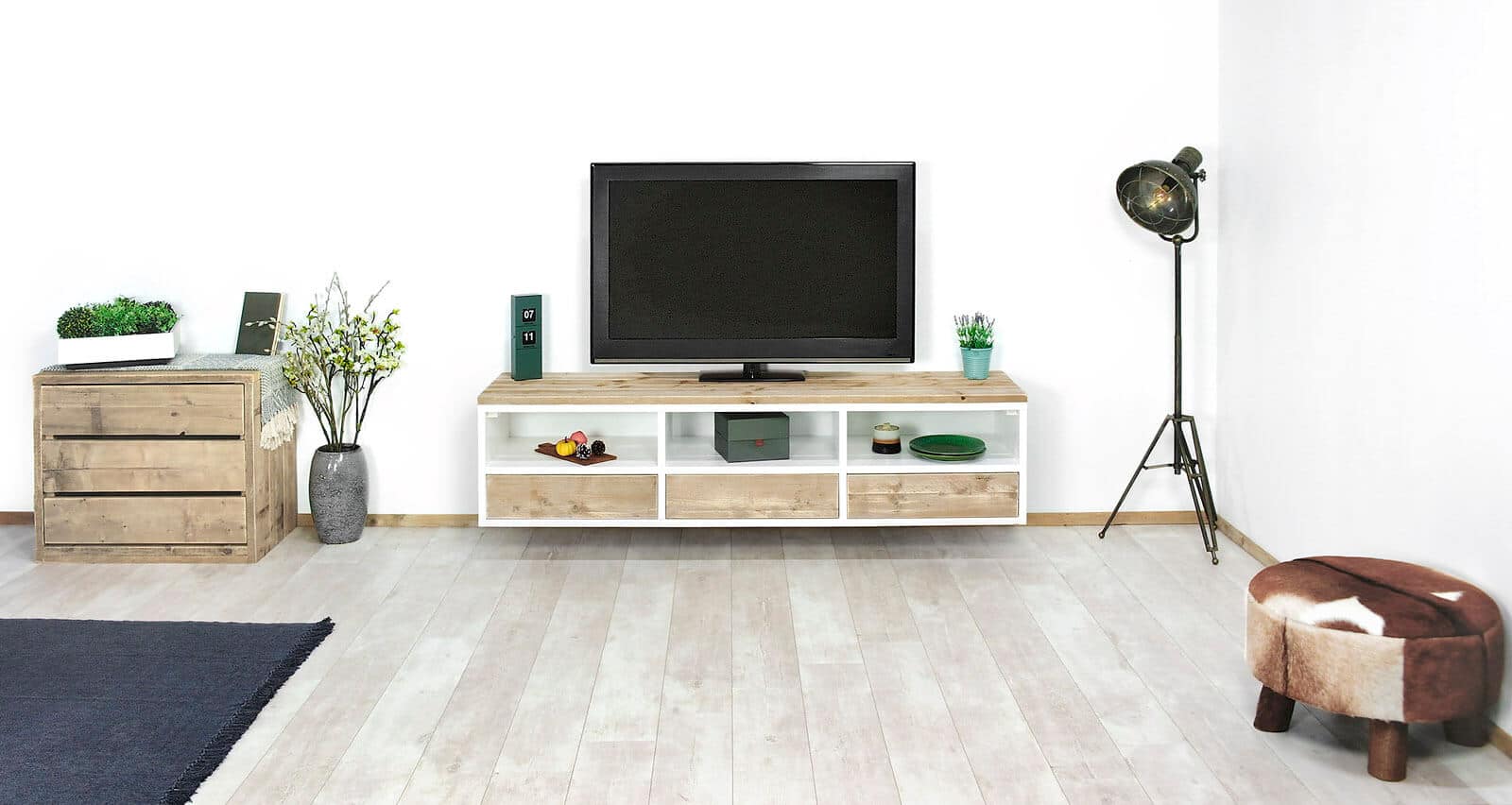 Super Steigerhouten hangend TV meubel Edon in landelijke stijl (-20 QT-08