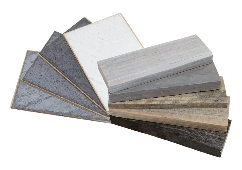 Samples van steigerhout en betonlook kleur
