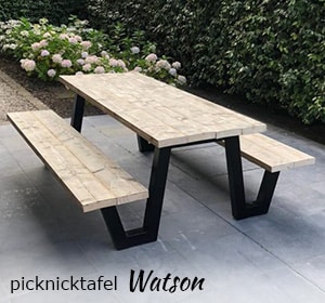 Steigerhouten picknicktafel Watson met stalen frame