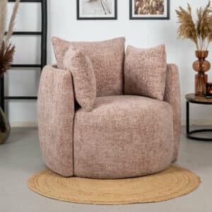 Fauteuil Ruby roze chenille stof