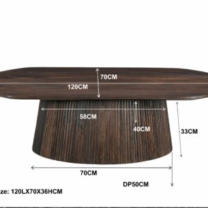 Ovale salontafel Salvator 120 cm mangohout